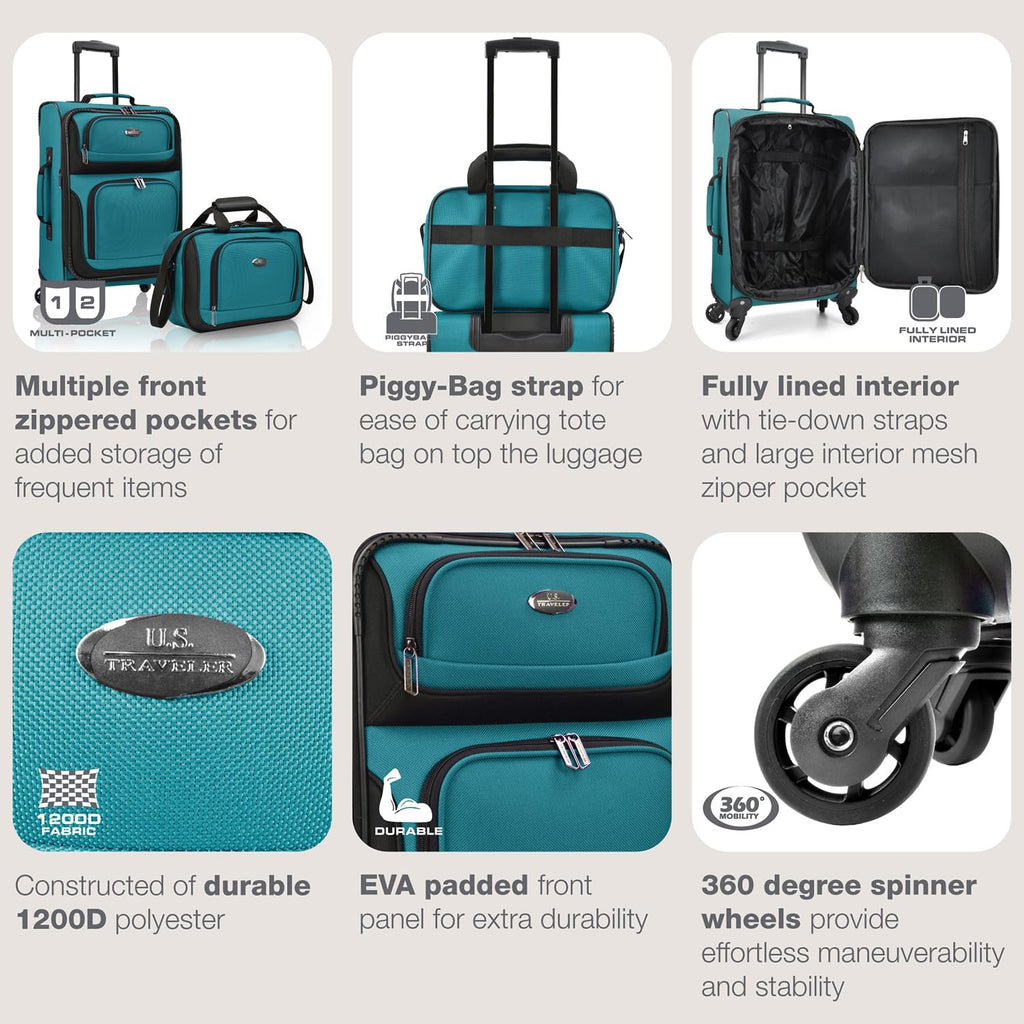 U.S. Traveler Rio Expandable Orange Carry-on -  by Handbags Specialist Headquarter | Available at Handbags Specialist Headquarter