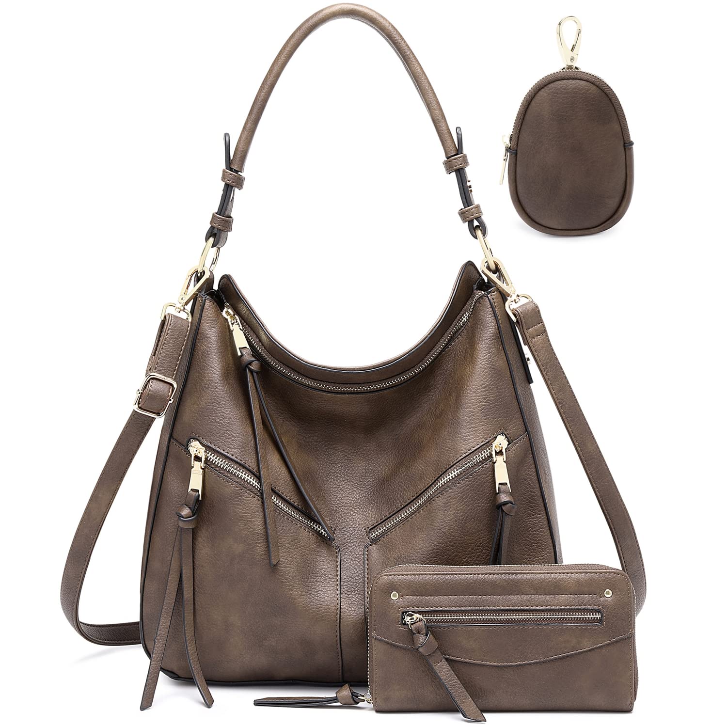 Lapsting Boho Faux Leather Hobo Shoulder Bag