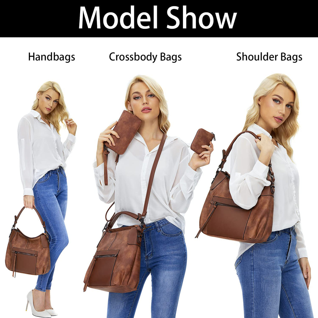 Lapsting Boho Faux Leather Hobo Shoulder Bag