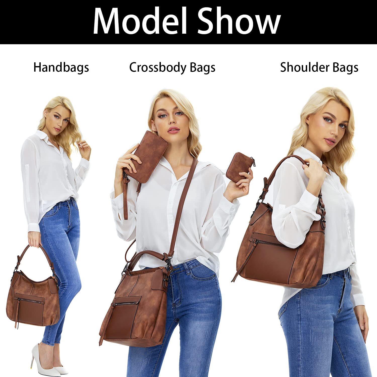 Lapsting Boho Faux Leather Hobo Shoulder Bag