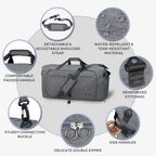 Foldable 65L Duffle Bag with Shoe Compartment
