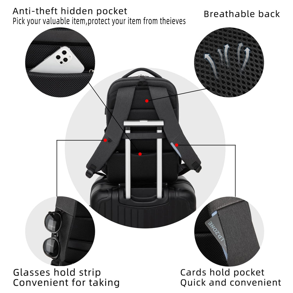 DUSLANG Travel Laptop Backpack with USB Port - Black - Backpack Bags by Handbags Specialist Headquarter | Available at Handbags Specialist Headquarter