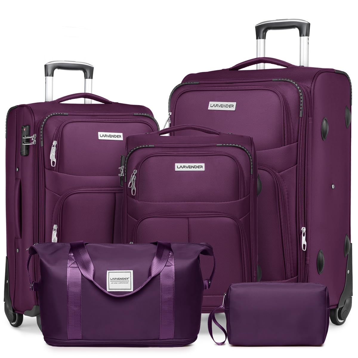 LARVENDER Expandable 5-Piece Spinner Luggage Set -  by Handbags Specialist Headquarter | Available at Handbags Specialist Headquarter