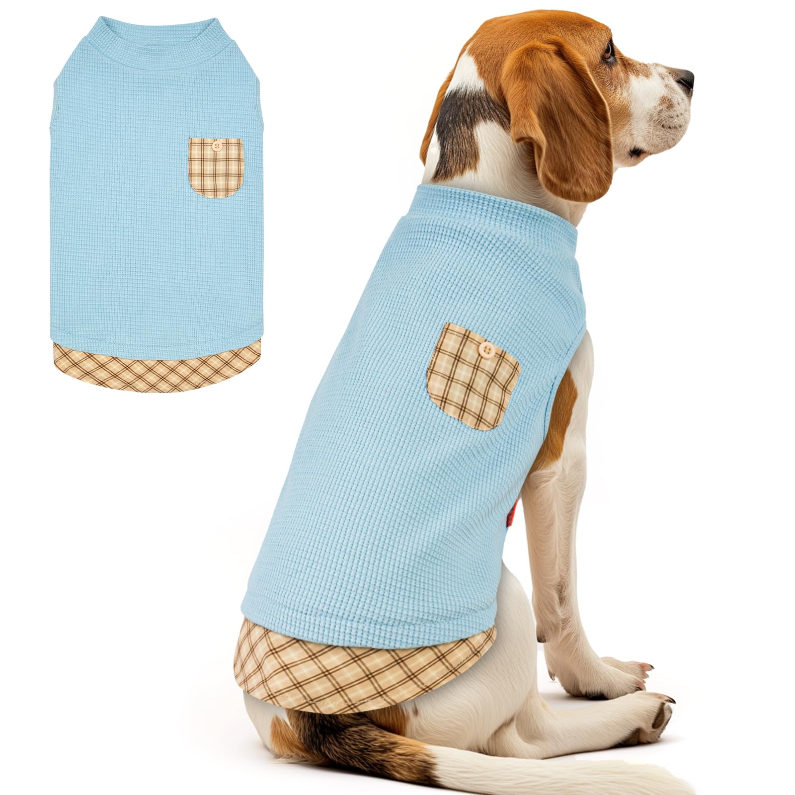 PlaidPup Waffle Vest: Soft, Stretchy, & Cute! - Pet Supplies by Handbags Specialist Headquarter | Available at Handbags Specialist Headquarter