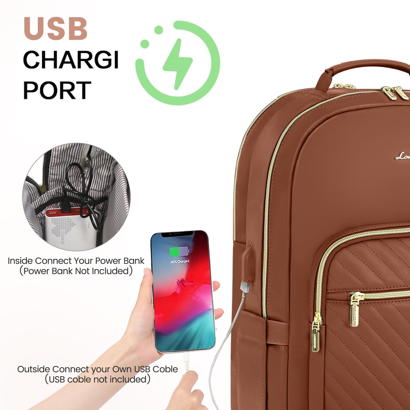 Chic Leather Laptop Backpack for Women - LoveVook - Backpack Bags by Handbags Specialist Headquarter | Available at Handbags Specialist Headquarter