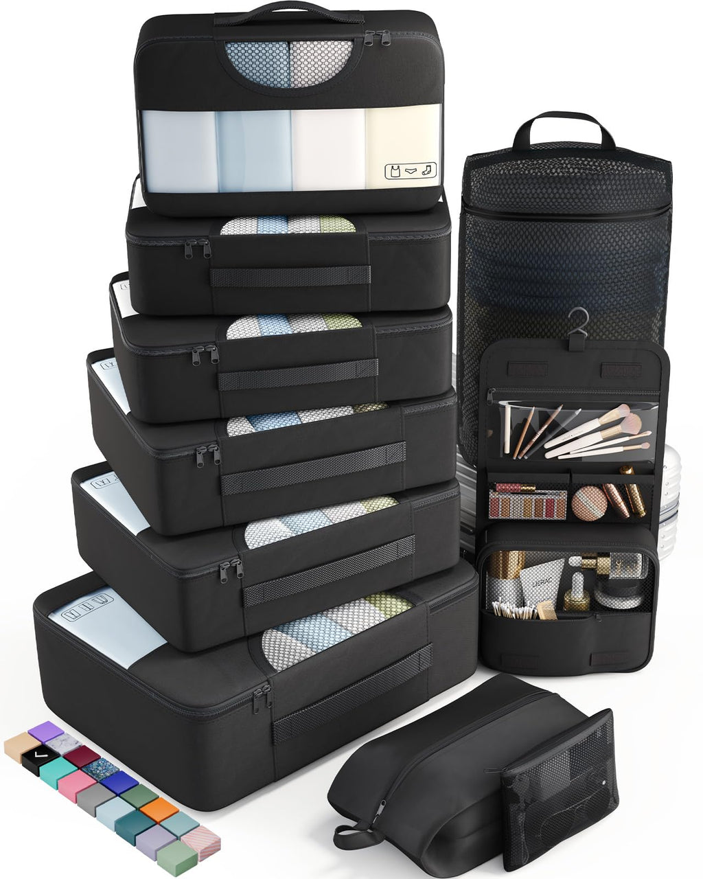 Veken Travel Cubes - 8 Piece Set - Luggage Travel Bags by Handbags Specialist Headquarter | Available at Handbags Specialist Headquarter