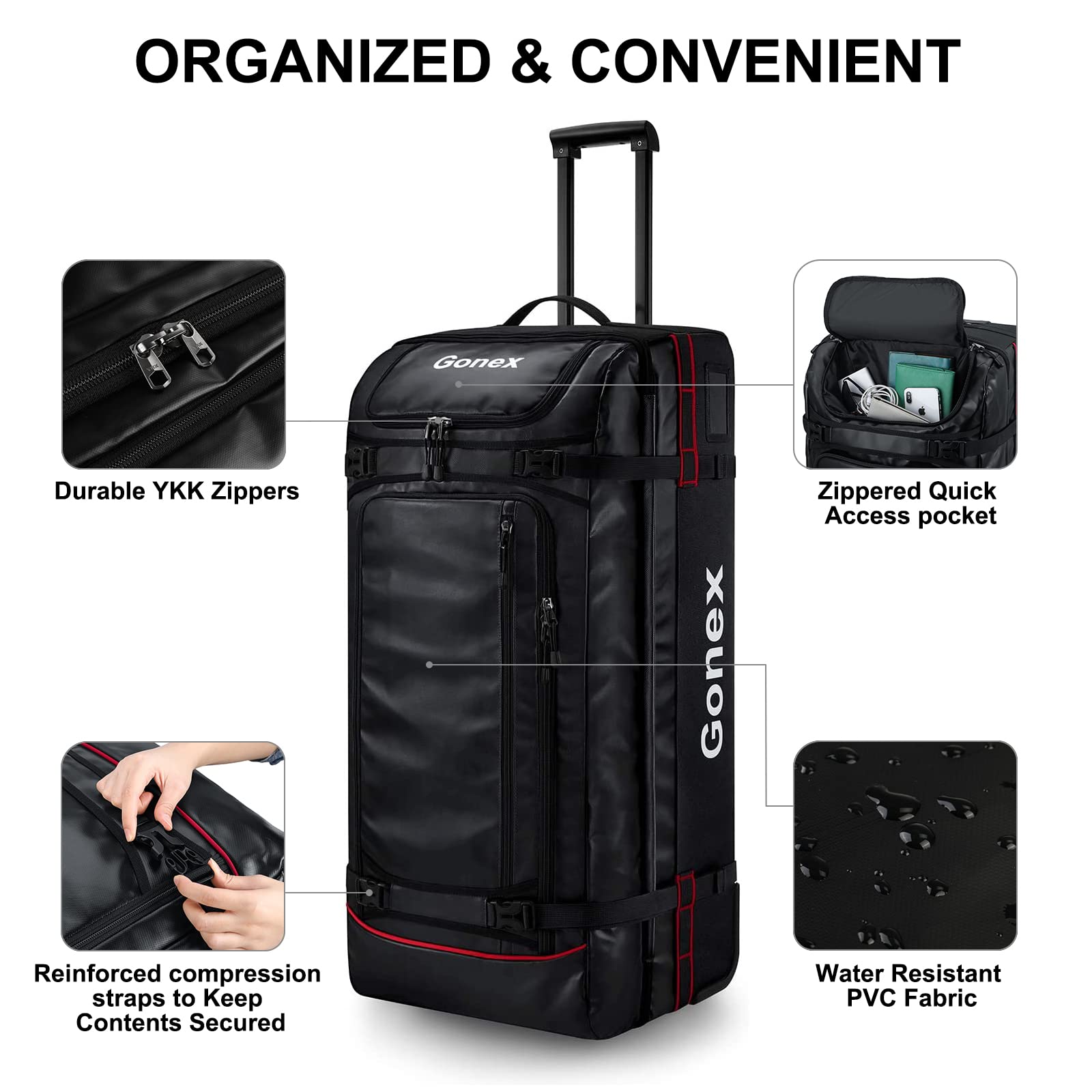 Gonex 70L Wheeled Duffle - Olive Green Travel Bag -  by Handbags Specialist Headquarter | Available at Handbags Specialist Headquarter