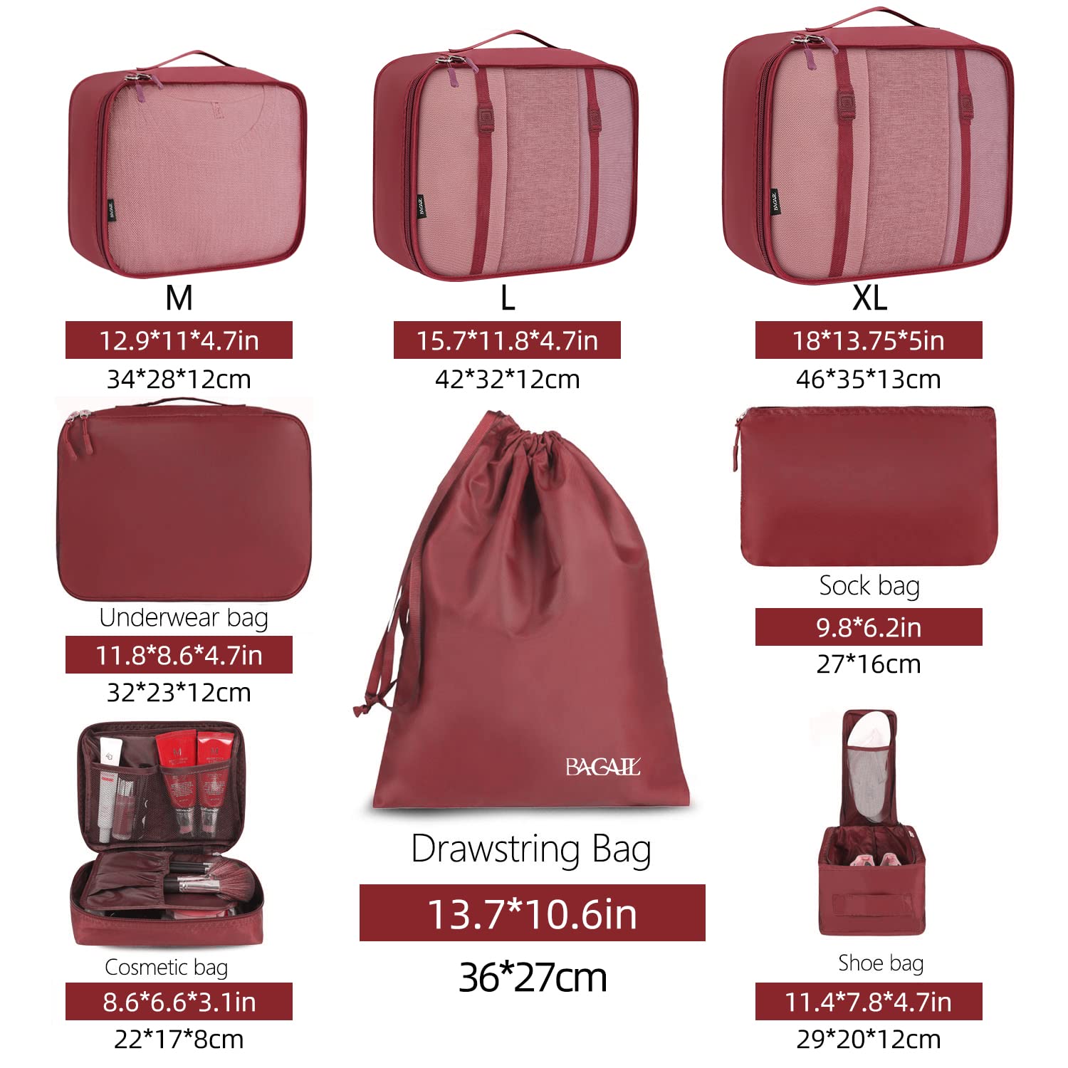 TravelMate 8-Piece Packing Cubes - Luggage Travel Bags by Handbags Specialist Headquarter | Available at Handbags Specialist Headquarter