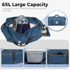 Foldable 65L Duffle Bag with Shoe Compartment