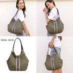 Worldlyda Women Canvas Embroidered Hobo Tote Bag