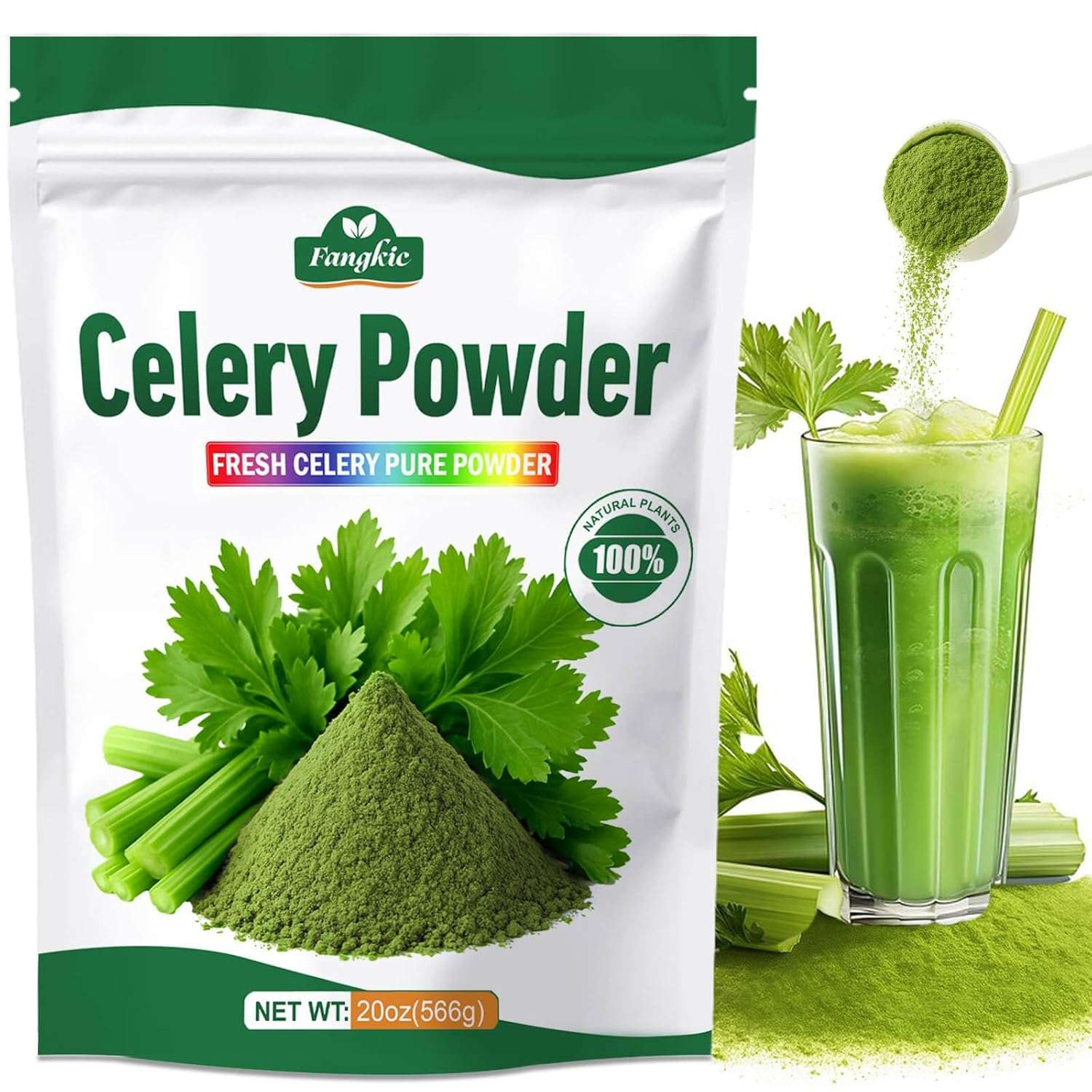Fangkic Fresh Celery Juice Powder - 20 oz Natural Mix - Health Care by Handbags Specialist Headquarter | Available at Handbags Specialist Headquarter