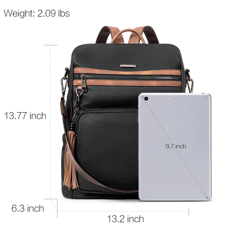 DUO-TONE Luxe Women's Leather Travel Backpack - Backpack Bags by Handbags Specialist Headquarter | Available at Handbags Specialist Headquarter