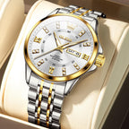 OLEVS Luxe: Men's Golden Dial Quartz Business Watch