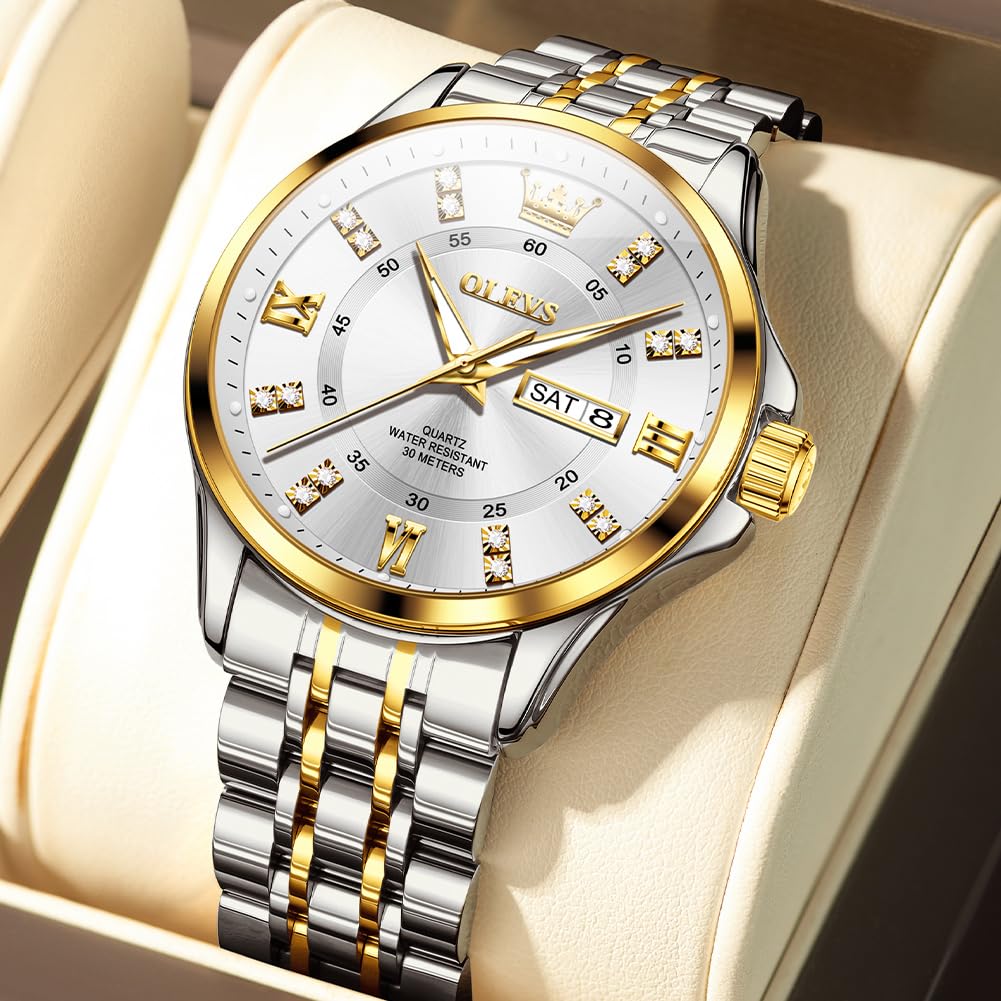 OLEVS Luxe: Men's Golden Dial Quartz Business Watch