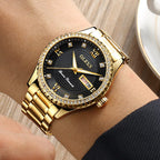 OLEVS Luxe: Men's Golden Dial Quartz Business Watch
