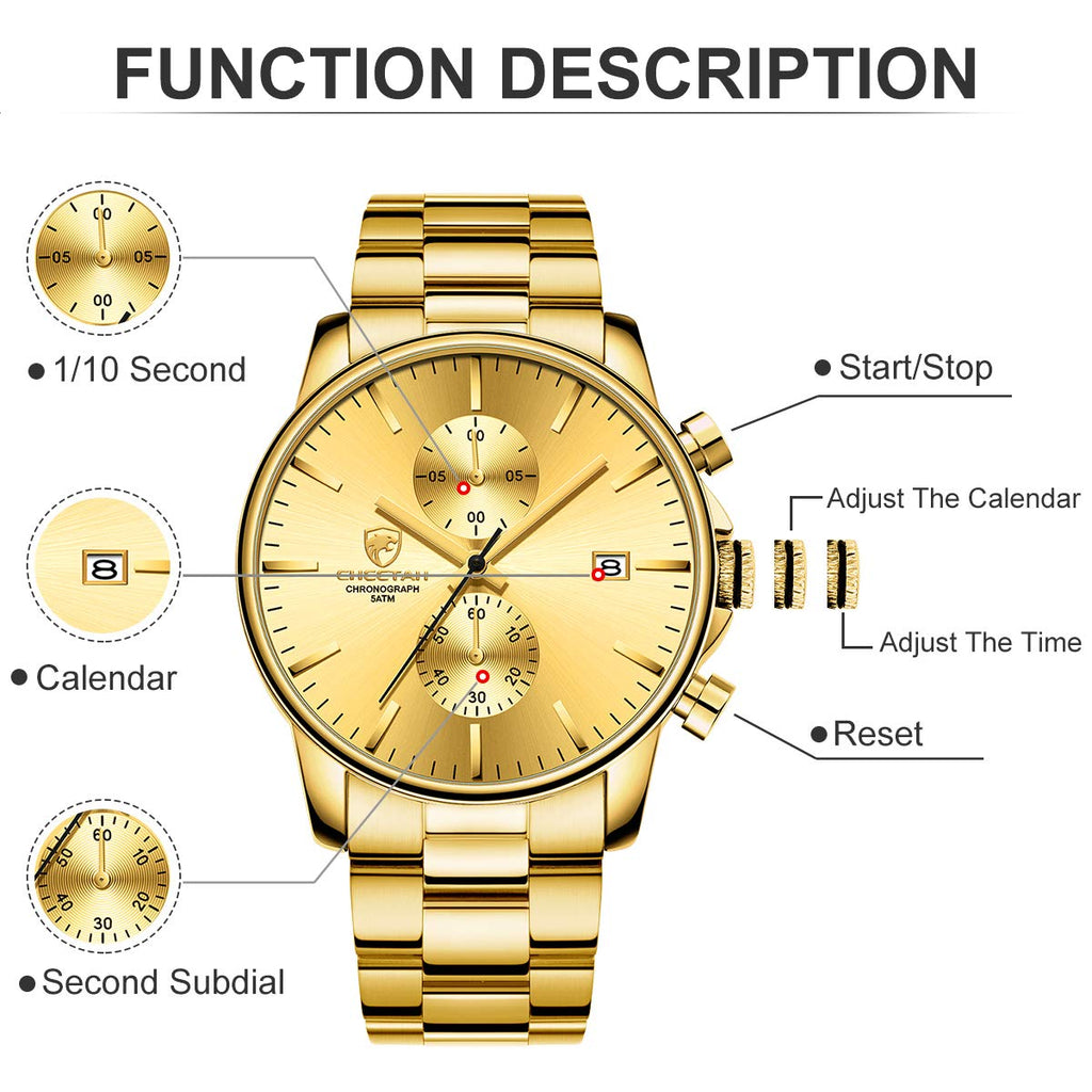 Golden Hour Elite Chrono Steel Men’s Quartz Watch