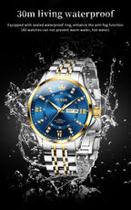 OLEVS Luxe: Men's Golden Dial Quartz Business Watch