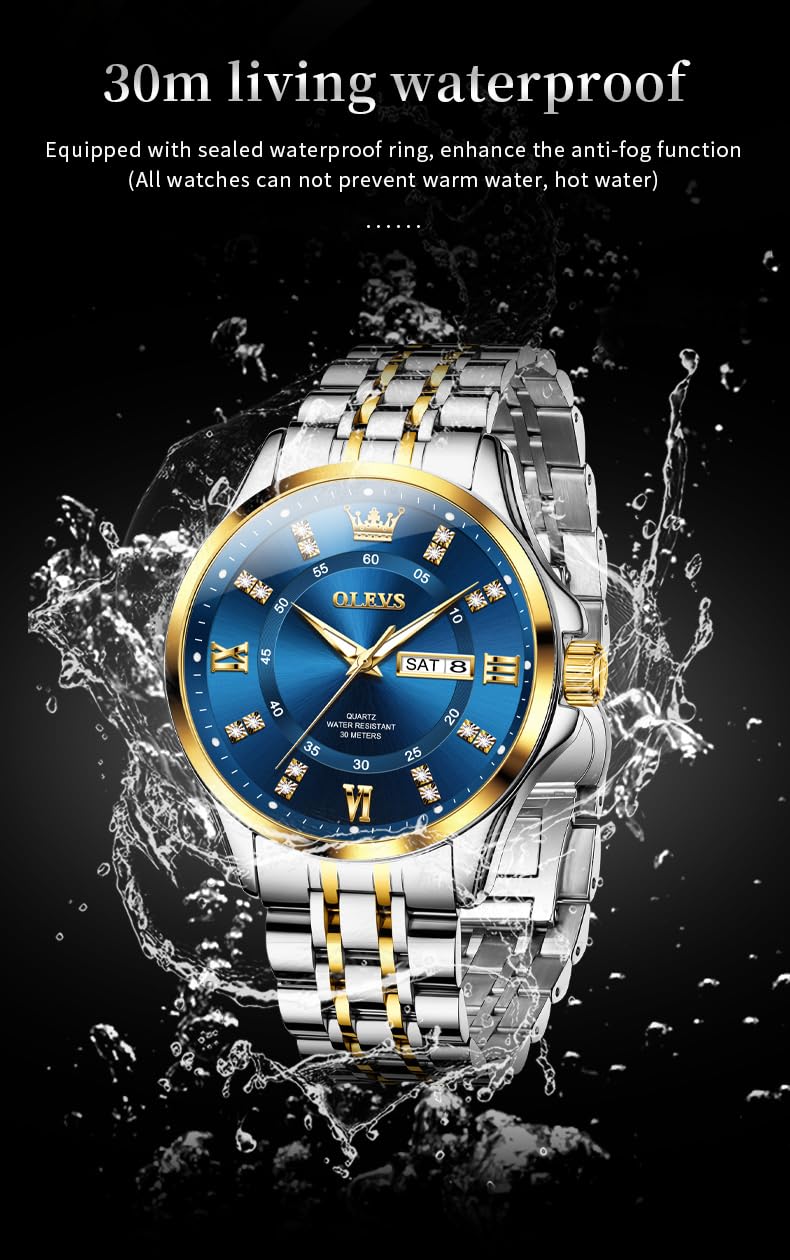 OLEVS Luxe: Men's Golden Dial Quartz Business Watch