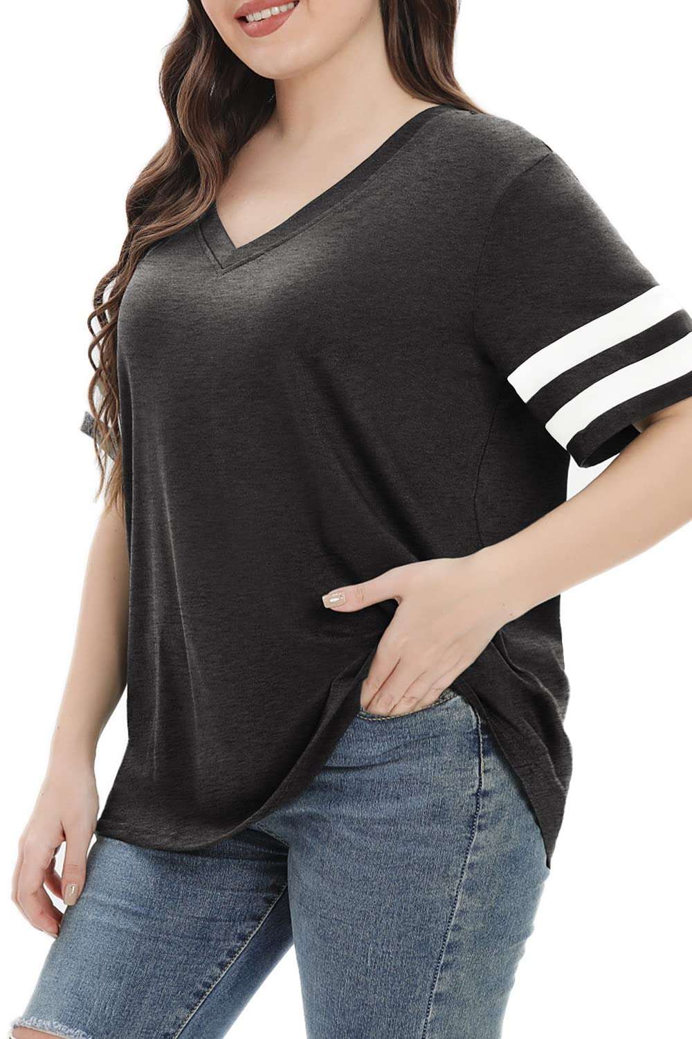 Summer V-Neck Plus Tunic Tee for Women 1X-5X - Woman T-Shirt by Handbags Specialist Headquarter | Available at Handbags Specialist Headquarter