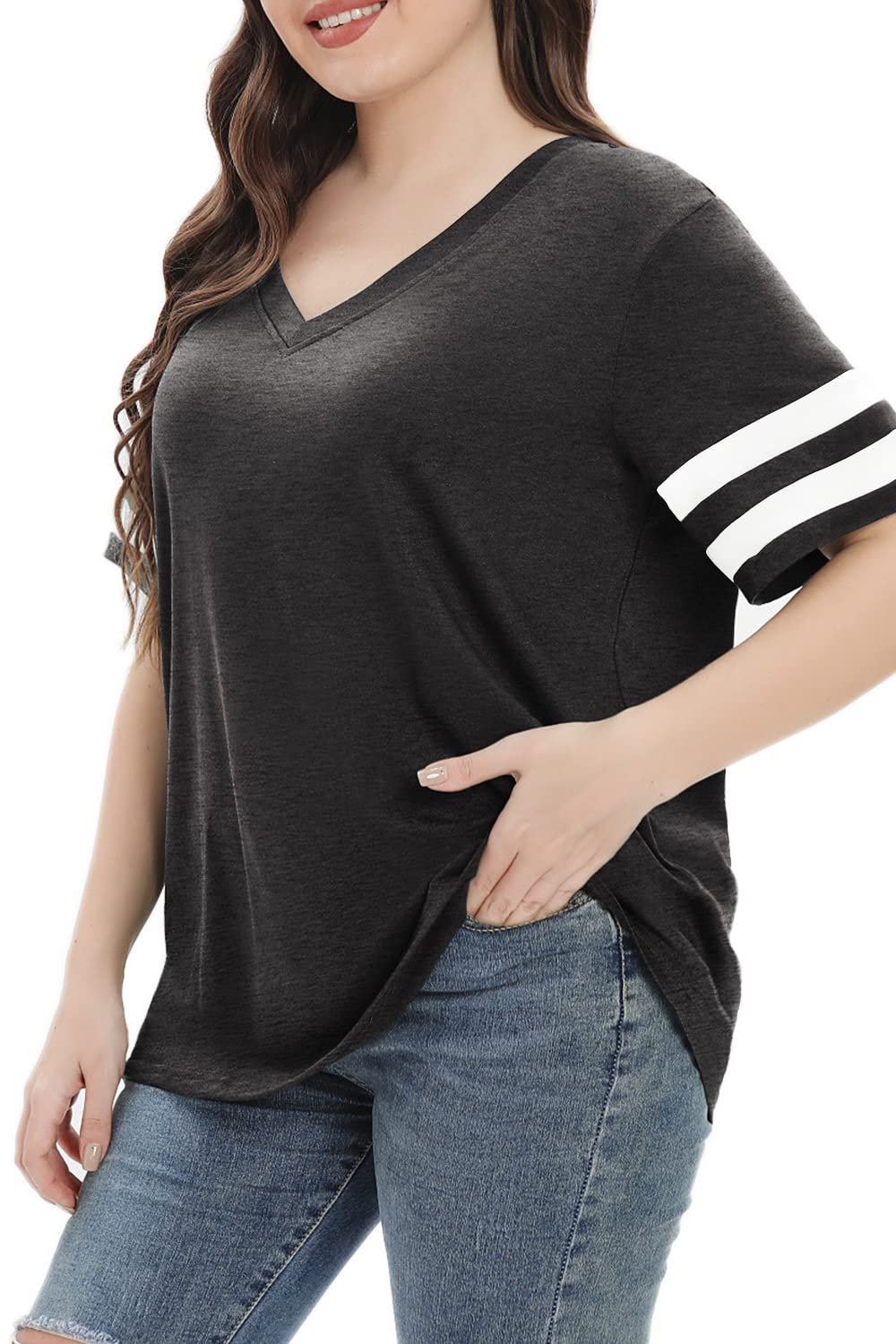 Summer V-Neck Plus Tunic Tee for Women 1X-5X - Woman T-Shirt by Handbags Specialist Headquarter | Available at Handbags Specialist Headquarter