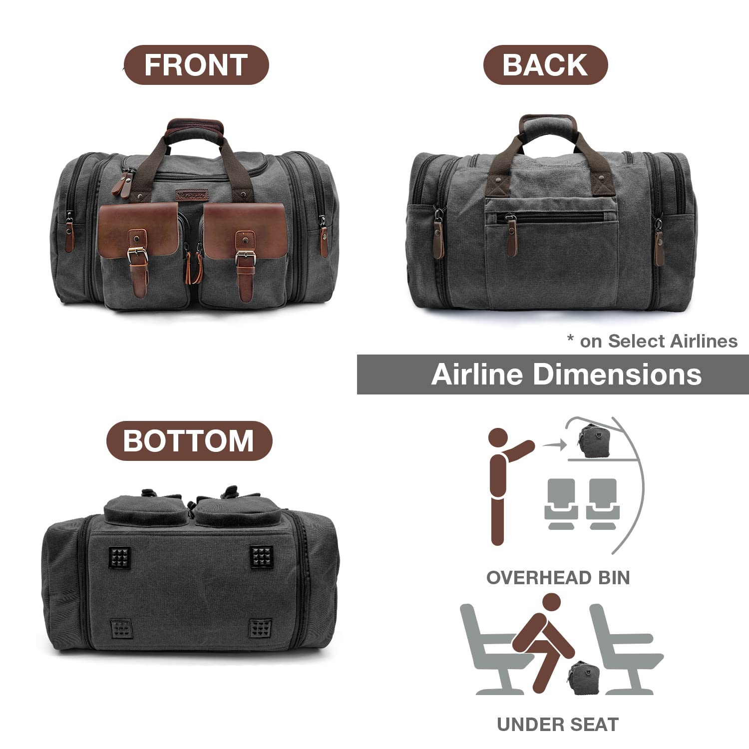 Wildroad 50L Waxed Canvas Waterproof Duffle Bag