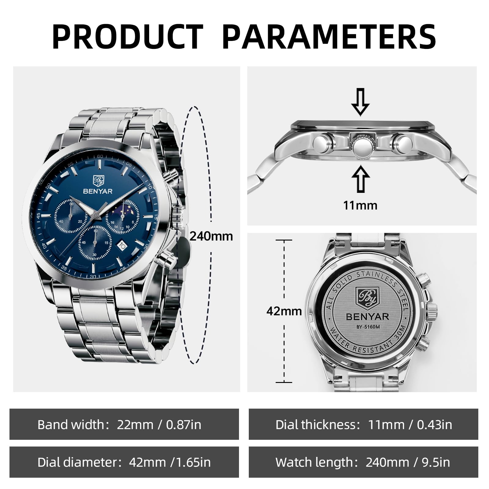 Benyar ChronoPro: Men's Quartz Fashion Watch