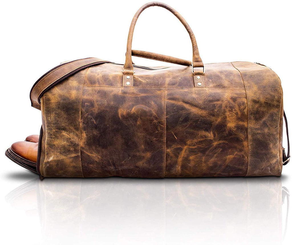 Leather Travel Duffle Bag Cabin Friendly Carry-On