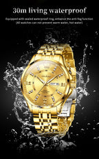 OLEVS Luxe: Men's Golden Dial Quartz Business Watch