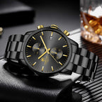 Golden Hour Elite Chrono Steel Men’s Quartz Watch