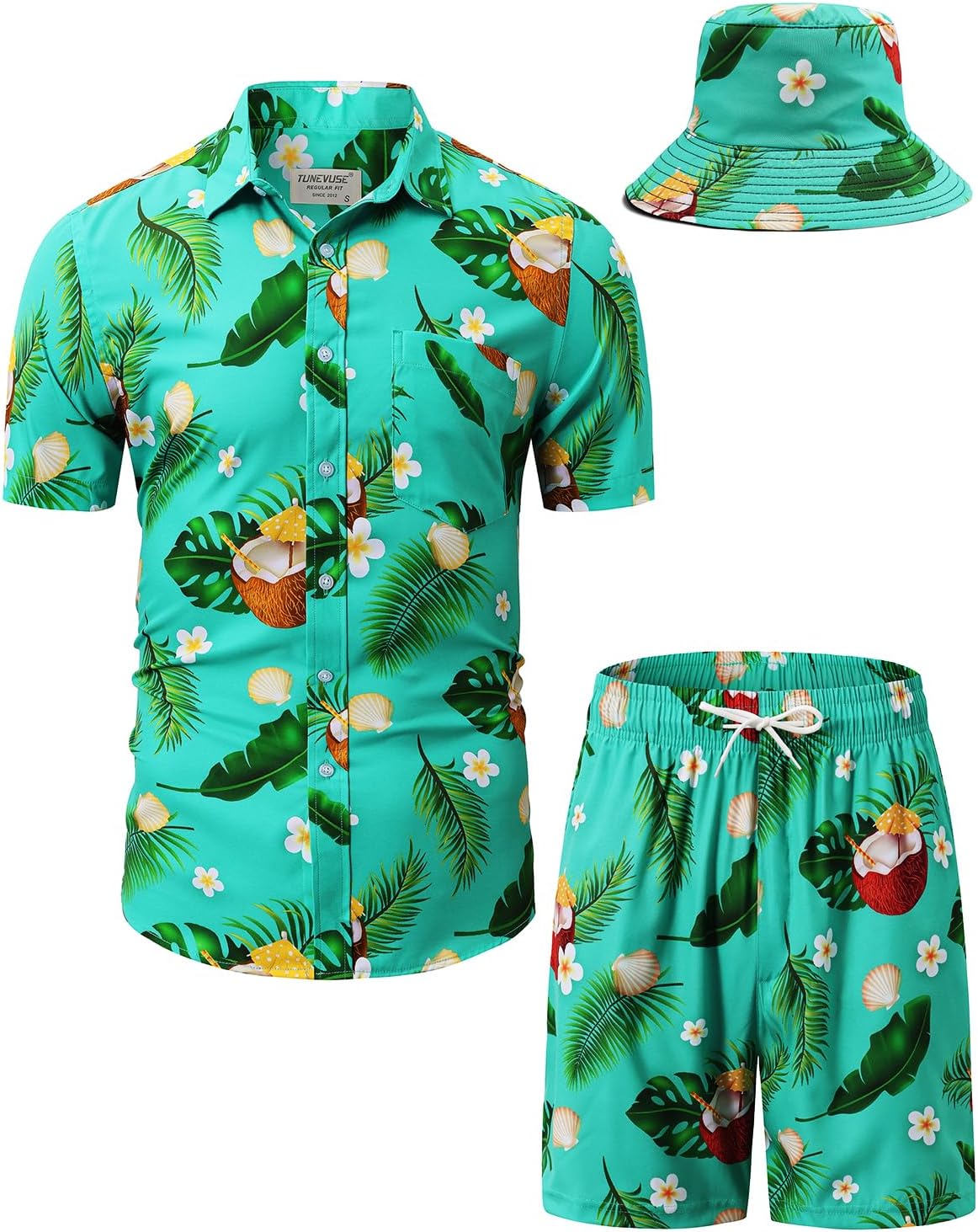 TUNEVUSE Men's Hawaiian Shirt & Shorts Set