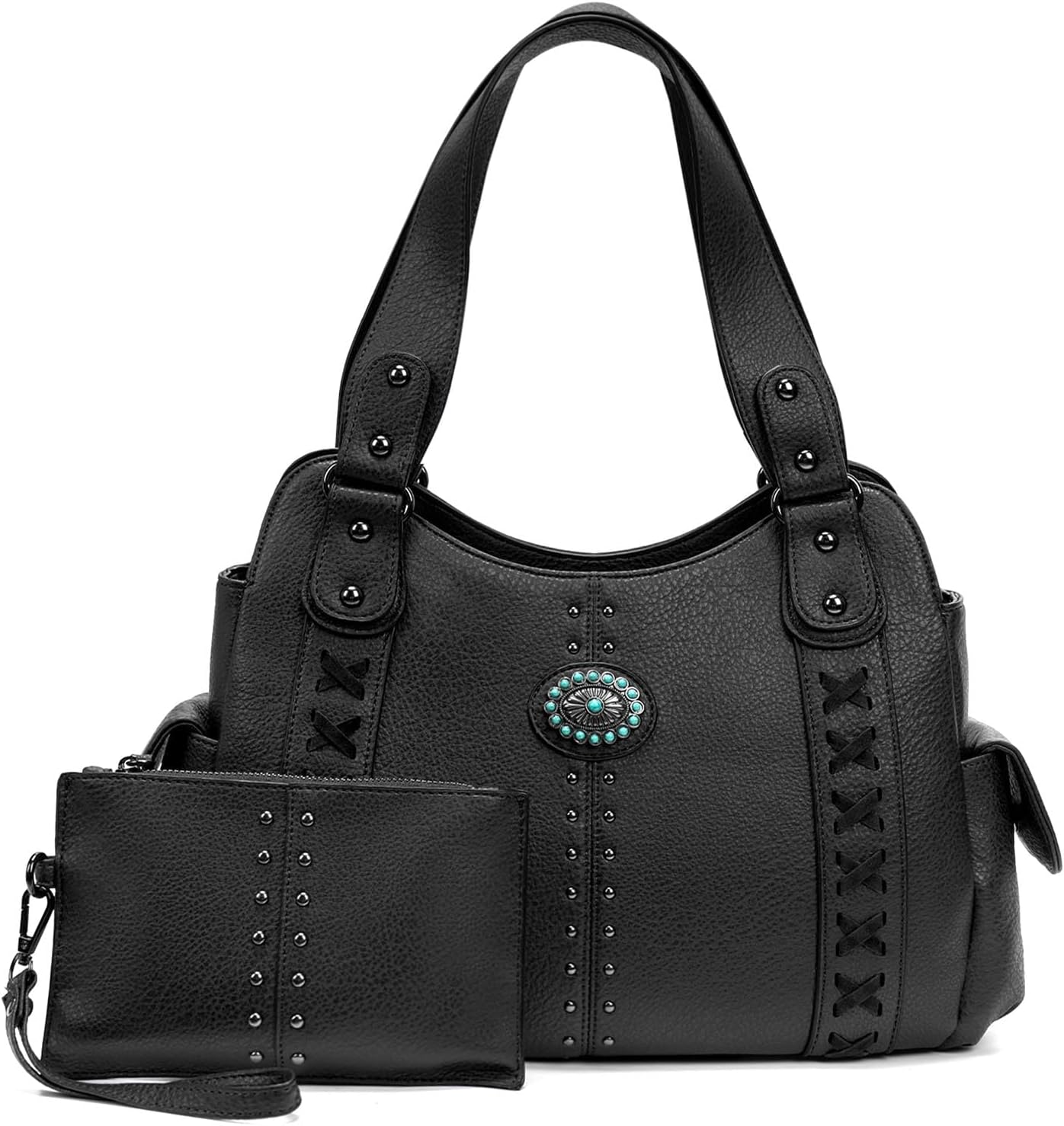 Vintage Western Tote: Embossed Concho Shoulder Bag - Totes by Handbags Specialist Headquarter | Available at Handbags Specialist Headquarter