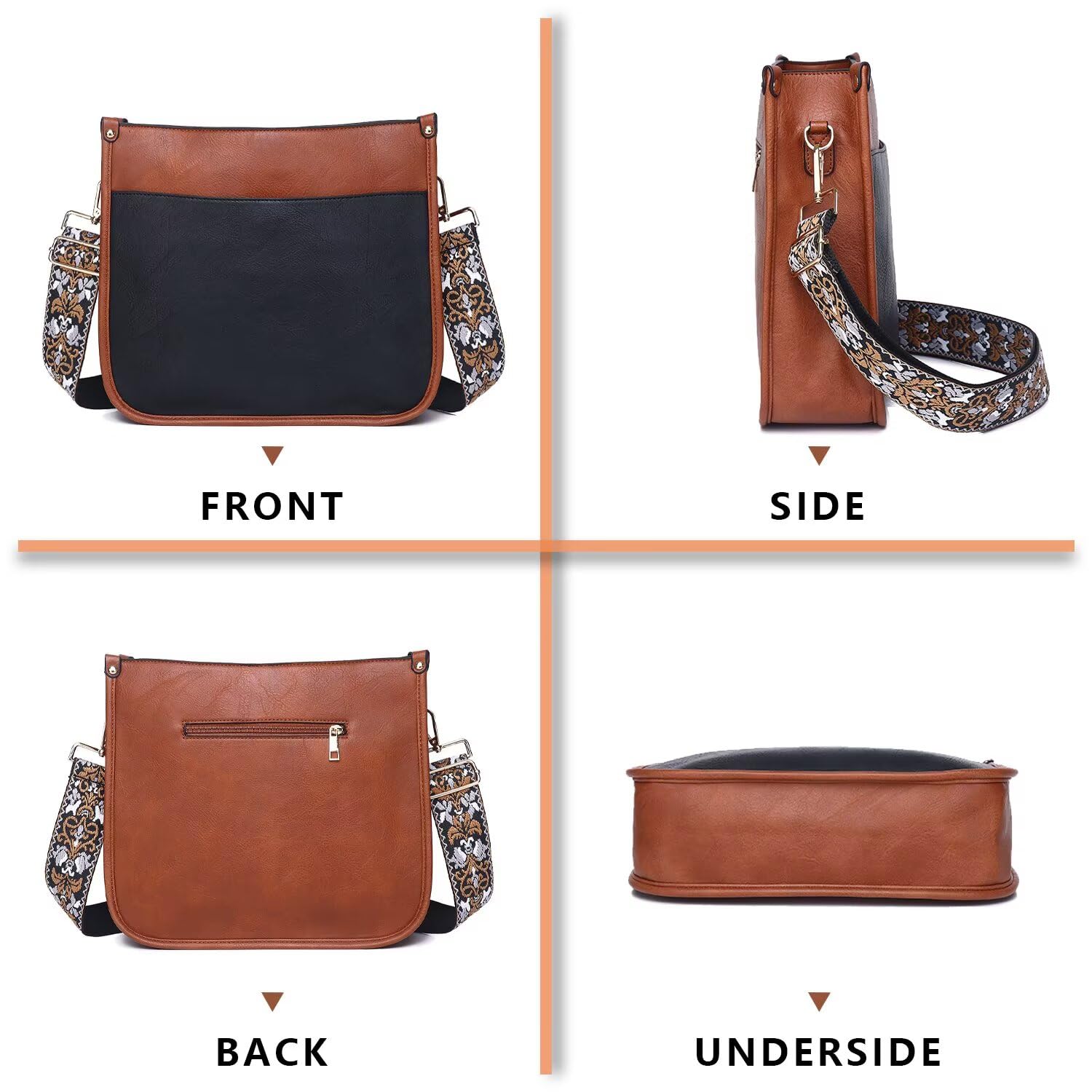 AUYOCO Chic Vegan Leather Crossbody Bag with Strap -  by Handbags Specialist Headquarter | Available at Handbags Specialist Headquarter