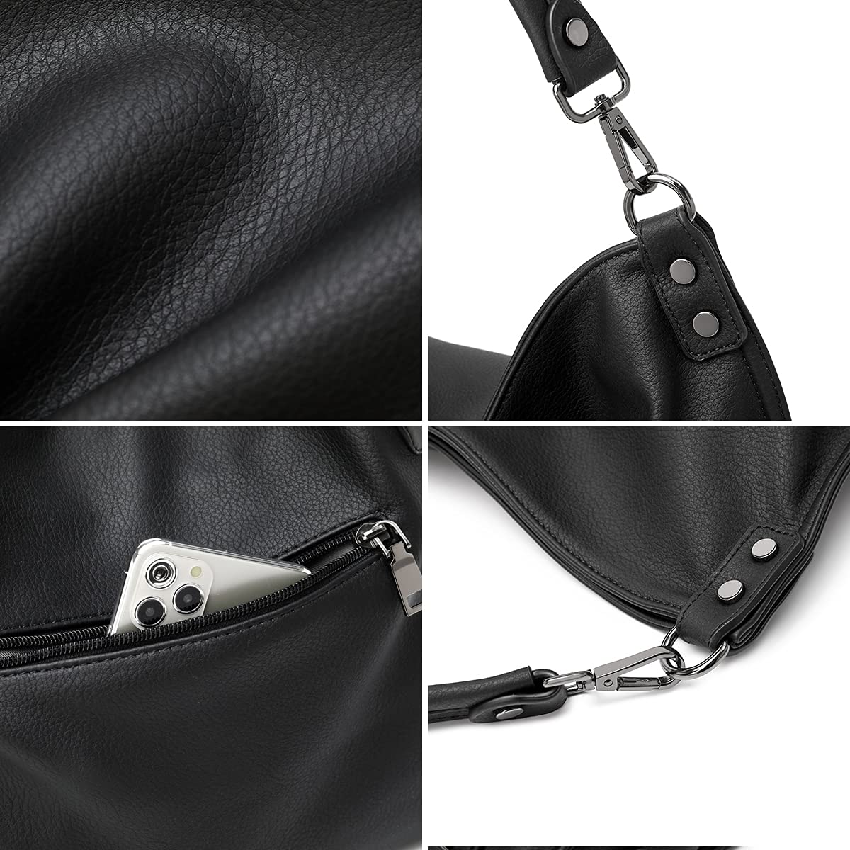 Lapsting Boho Faux Leather Hobo Shoulder Bag