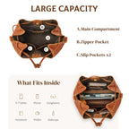 S-ZONE Luxe Leather Drawstring Bucket Bag -  by Handbags Specialist Headquarter | Available at Handbags Specialist Headquarter