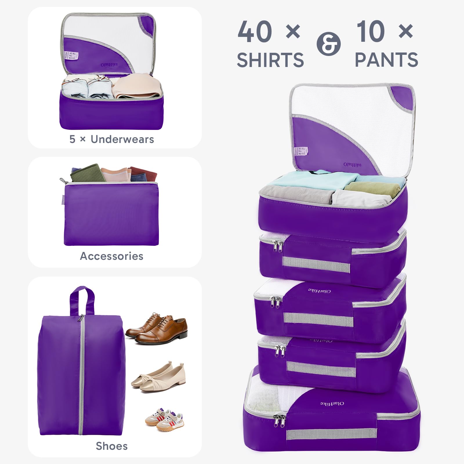 OlarHike Travel Cube Set - Cream Organizer & Gifts -  by Handbags Specialist Headquarter | Available at Handbags Specialist Headquarter