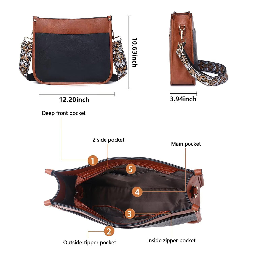 AUYOCO Chic Vegan Leather Crossbody Bag with Strap -  by Handbags Specialist Headquarter | Available at Handbags Specialist Headquarter