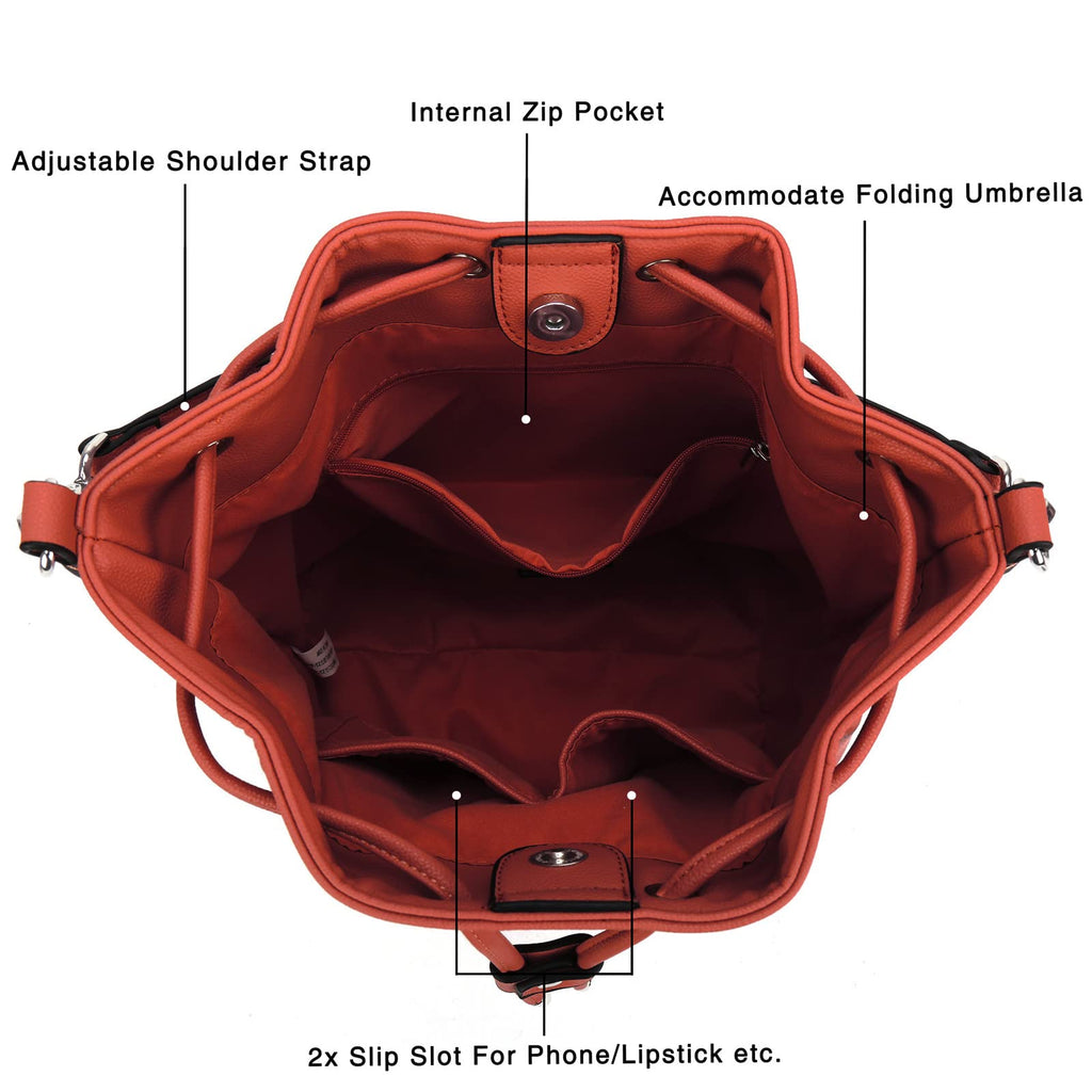 AFKOMST Chic Leather Bucket & Crossbody Bag Set -  by Handbags Specialist Headquarter | Available at Handbags Specialist Headquarter