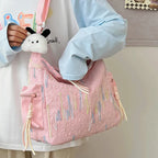 Contrast Texture Shoulder Bag - Handbags by Trendsi | Available at Handbags Specialist Headquarter