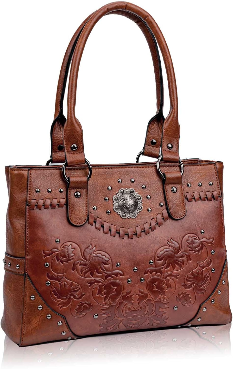 Vintage Western Tote: Embossed Concho Shoulder Bag - Totes by Handbags Specialist Headquarter | Available at Handbags Specialist Headquarter