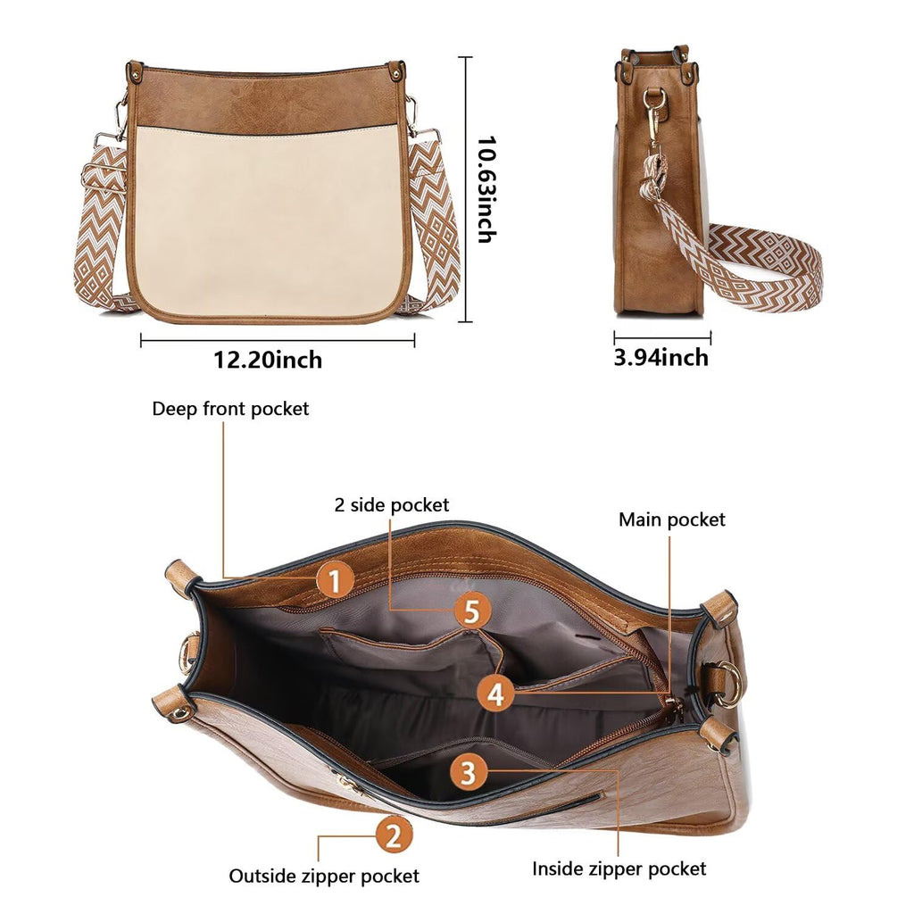 AUYOCO Chic Vegan Leather Crossbody Bag with Strap -  by Handbags Specialist Headquarter | Available at Handbags Specialist Headquarter