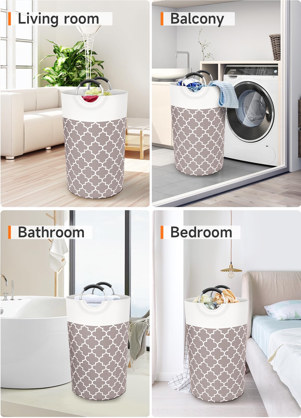 Collapsible Hamper Bag - Grey - Laundry Baskets by Handbags Specialist Headquarter | Available at Handbags Specialist Headquarter