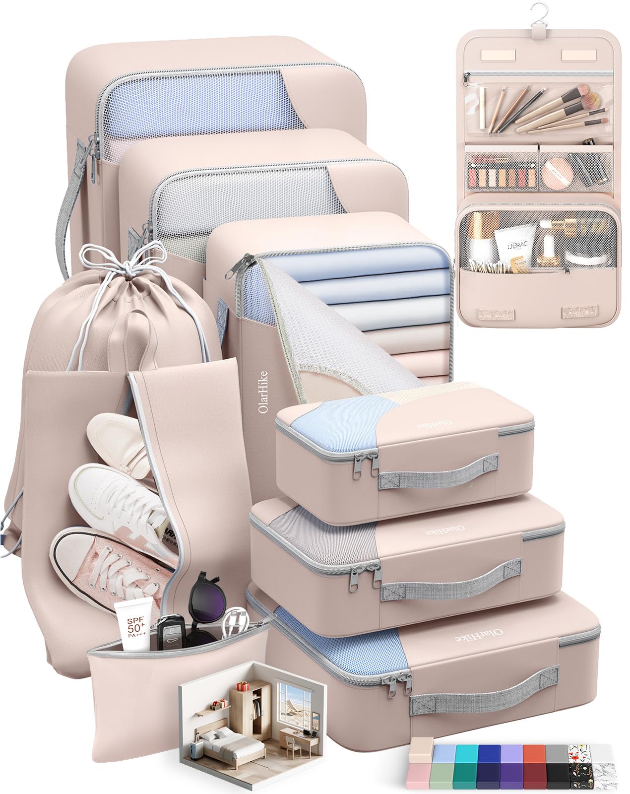 OlarHike Travel Cube Set - Cream Organizer & Gifts -  by Handbags Specialist Headquarter | Available at Handbags Specialist Headquarter