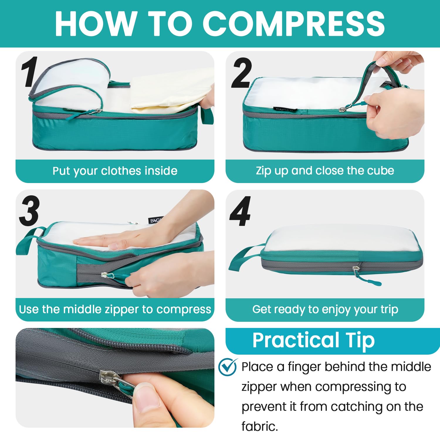 BAGAIL Travel Compression Cubes Set for Packing Ease -  by Handbags Specialist Headquarter | Available at Handbags Specialist Headquarter