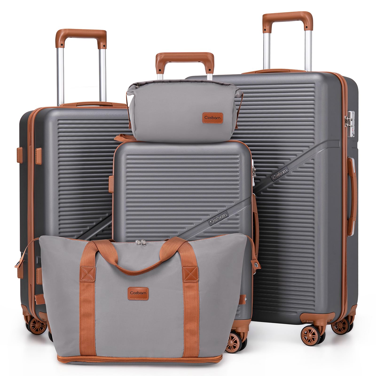 Cosbarn 5-Piece ABS Spinner Luggage Set with TSA Lock