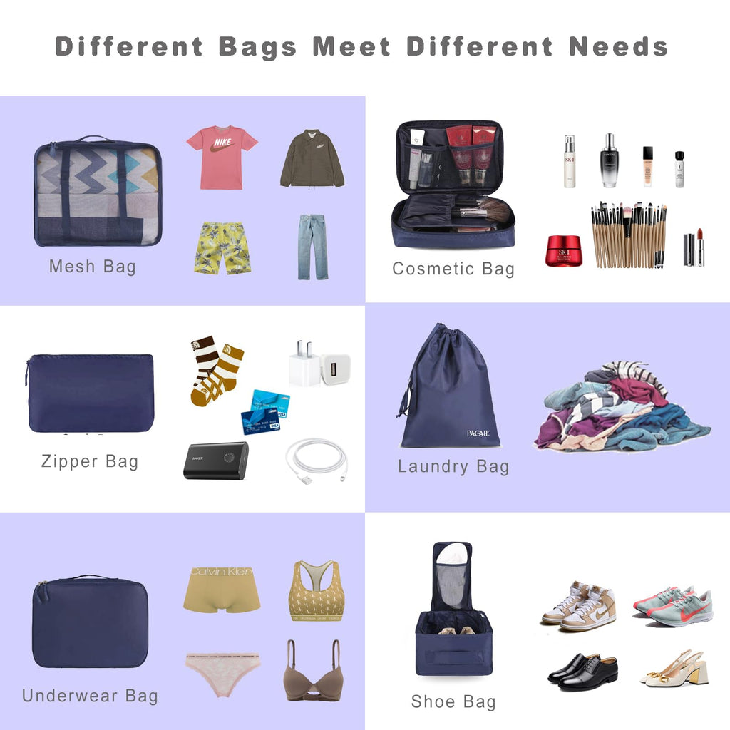 TravelMate 8-Piece Packing Cubes - Luggage Travel Bags by Handbags Specialist Headquarter | Available at Handbags Specialist Headquarter