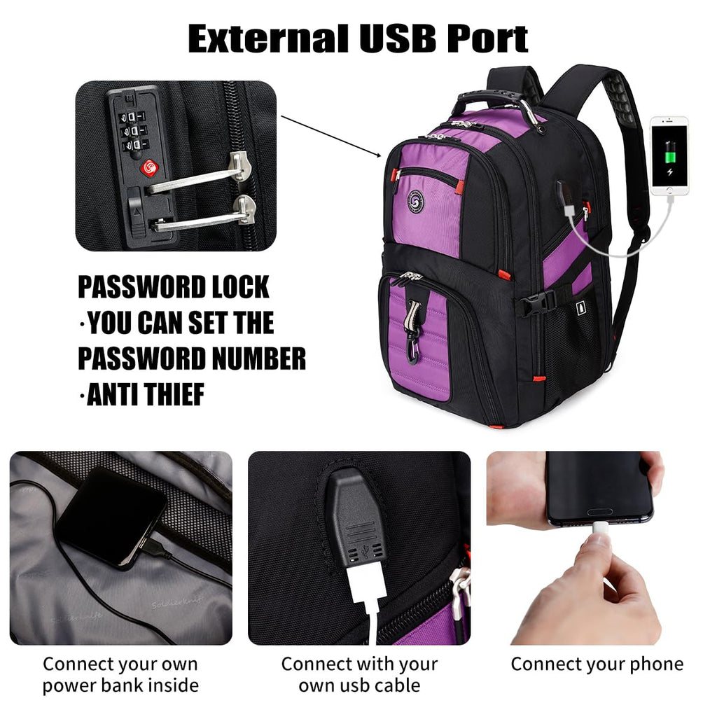 SHRRADOO 50L USB Travel Laptop Backpack - Airline Approved - Backpack Bags by Handbags Specialist Headquarter | Available at Handbags Specialist Headquarter