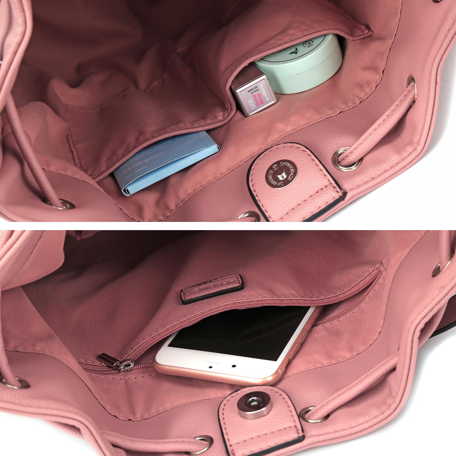 AFKOMST Chic Leather Bucket & Crossbody Bag Set -  by Handbags Specialist Headquarter | Available at Handbags Specialist Headquarter