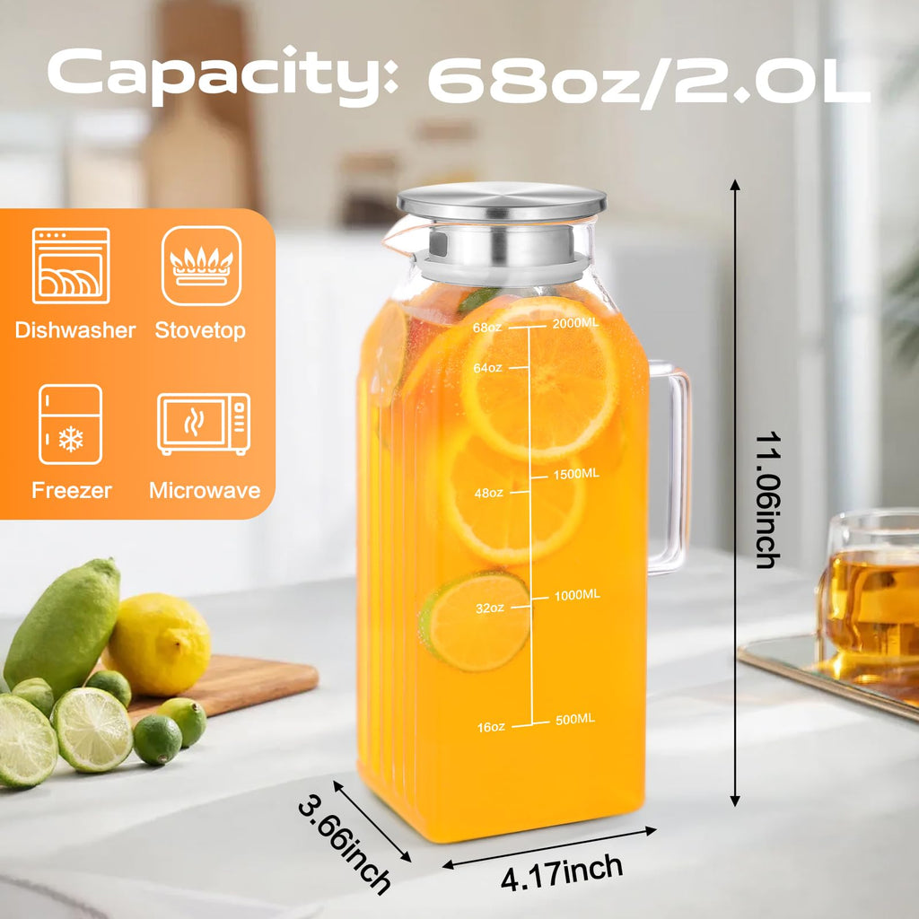 Aofmee Stainless Precision Pitcher - 68oz Borosilicate - Decor by Handbags Specialist Headquarter | Available at Handbags Specialist Headquarter