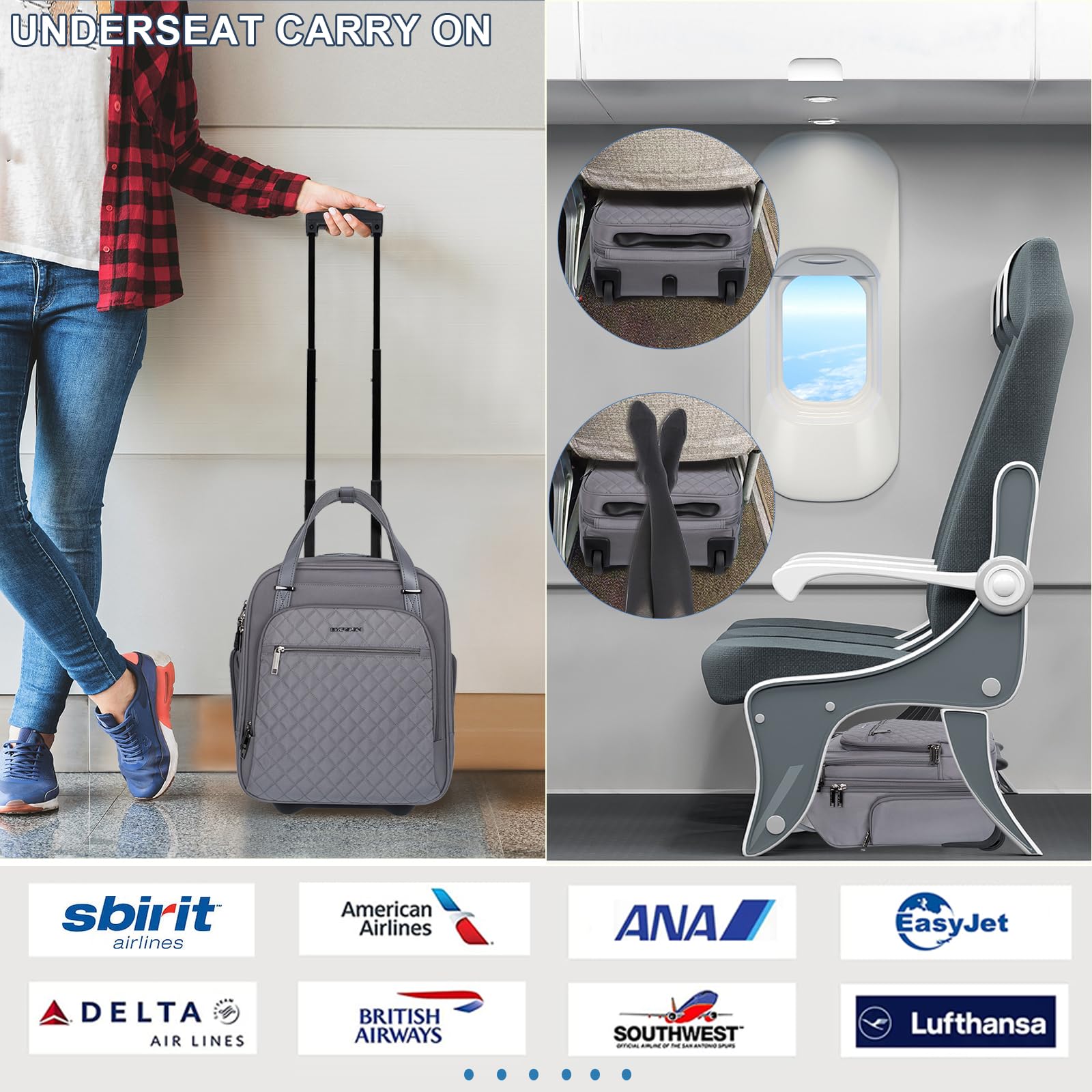 EMPSIGN 16 Wheeled Underseat Travel Bag -  by Handbags Specialist Headquarter | Available at Handbags Specialist Headquarter