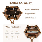 S-ZONE Luxe Leather Drawstring Bucket Bag -  by Handbags Specialist Headquarter | Available at Handbags Specialist Headquarter